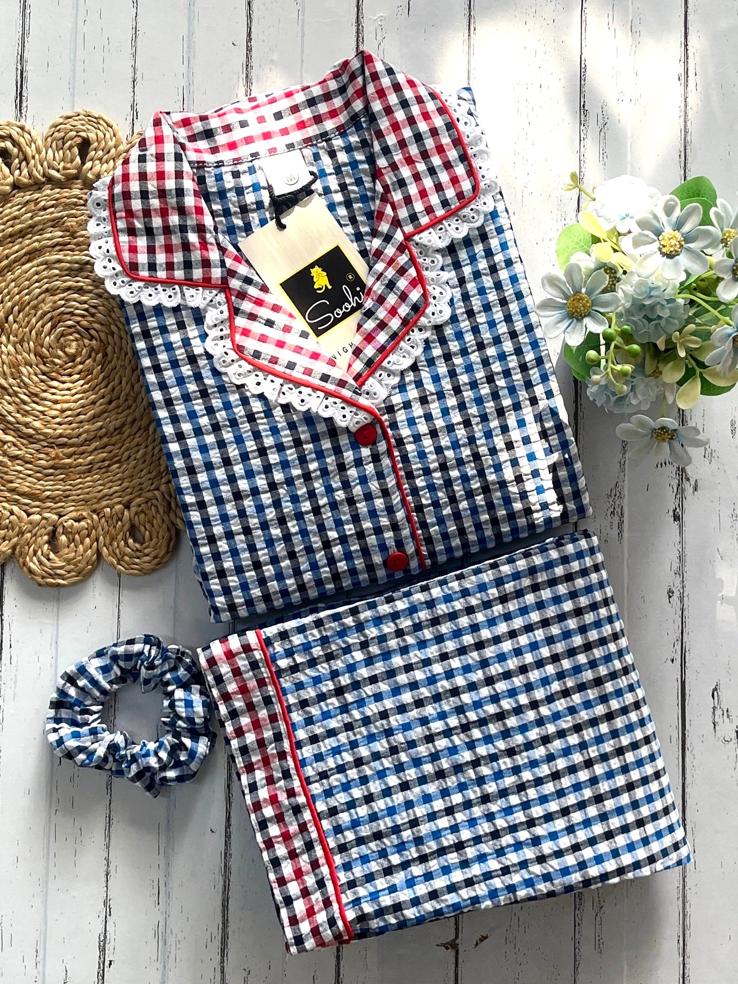 Blue & Red Check