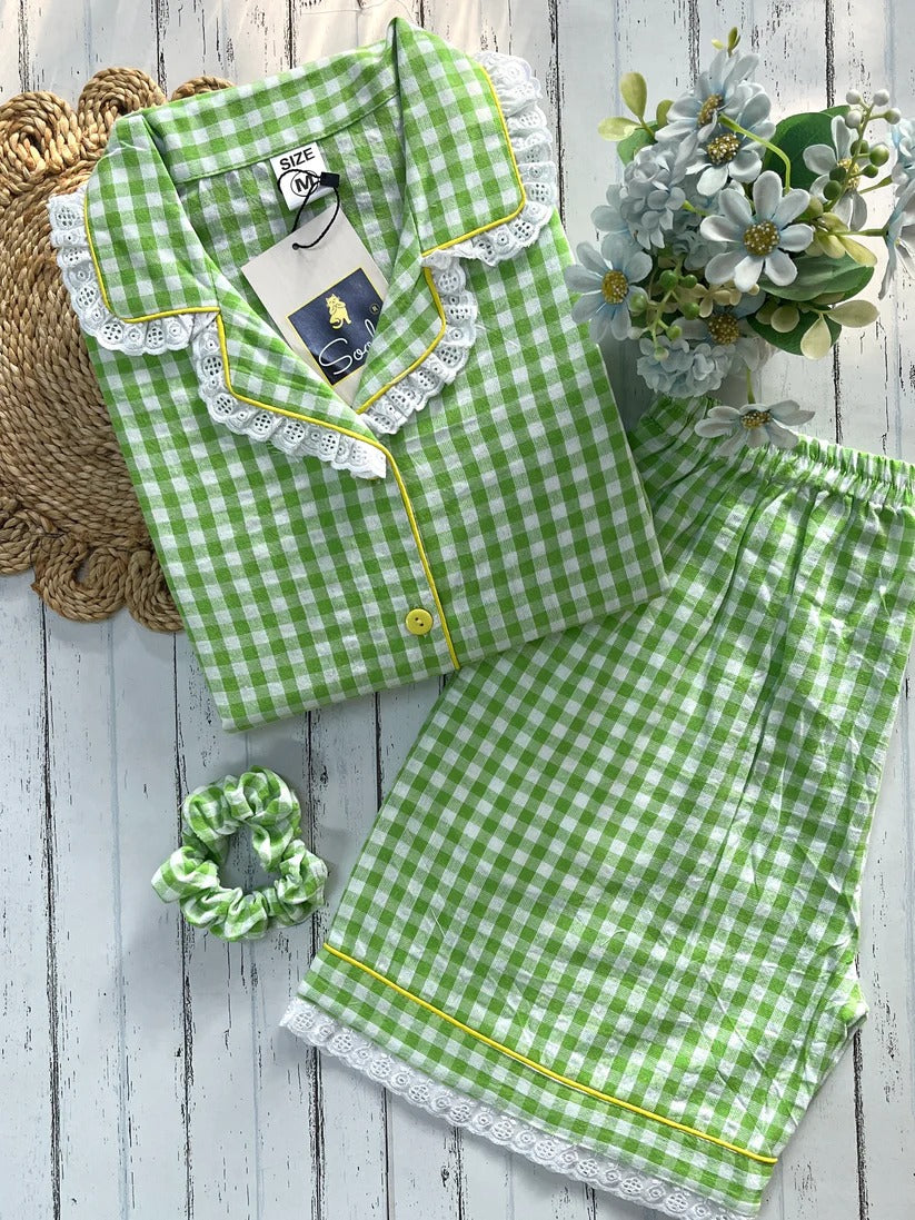 Green check with shorts