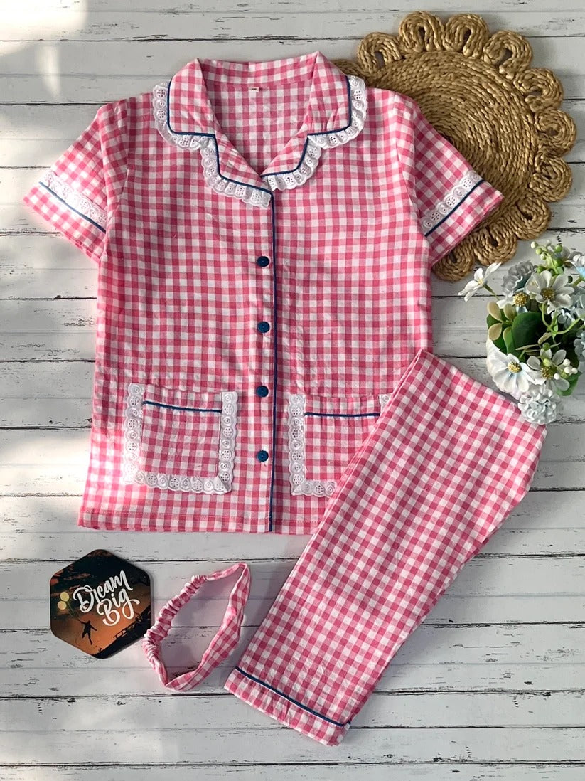 pink check Set kids