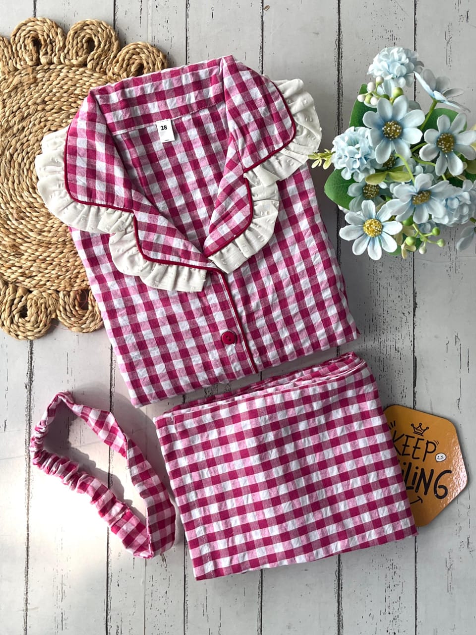 Pink Check For GIRLS