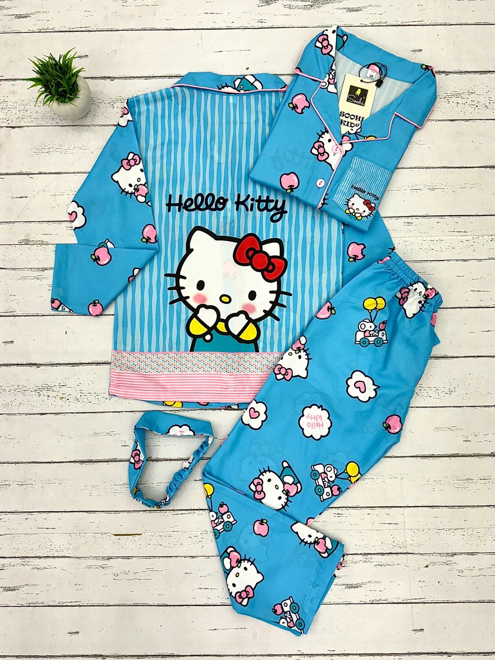 Blue kitty  kids back print