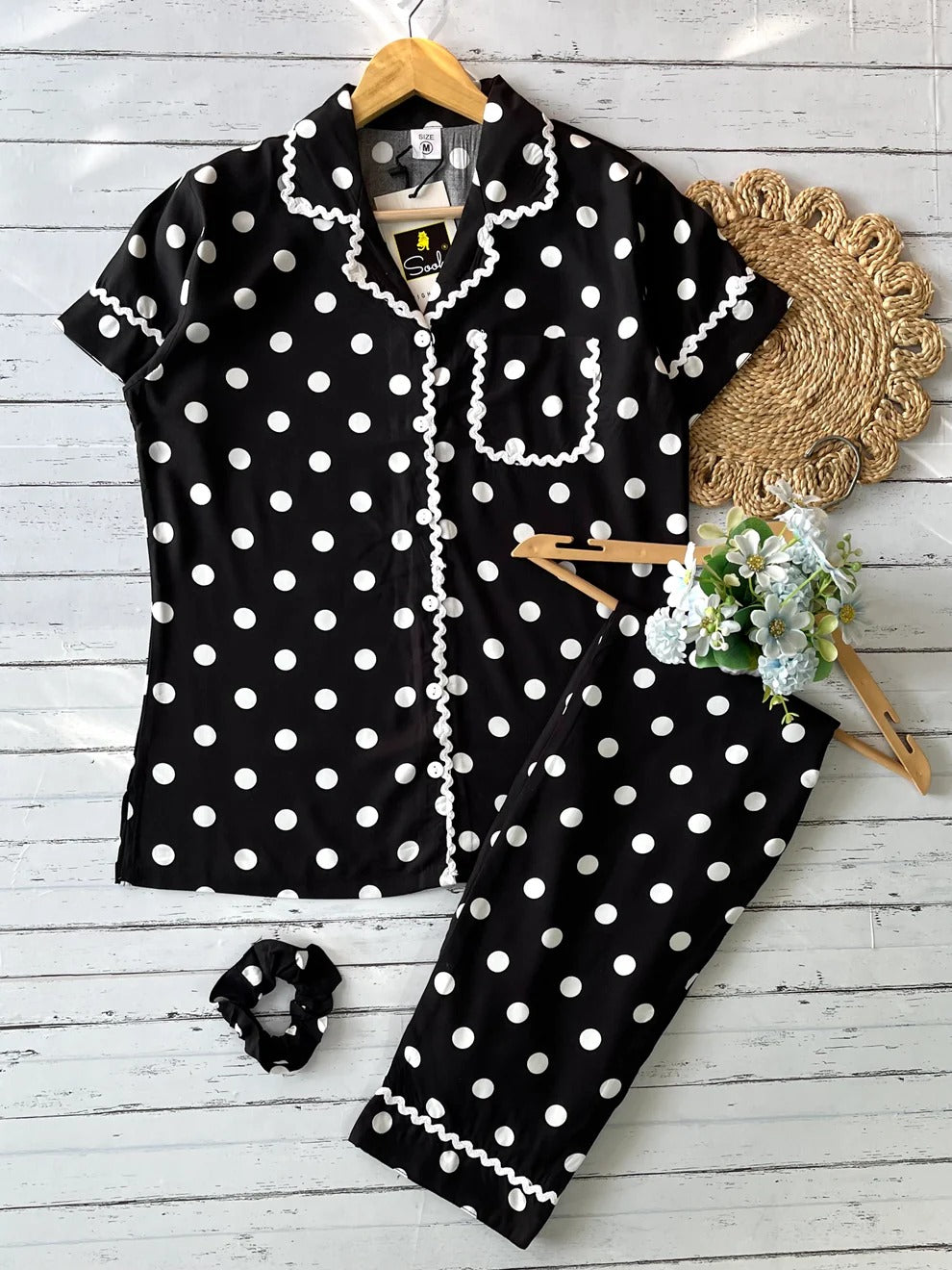 Black polka dots