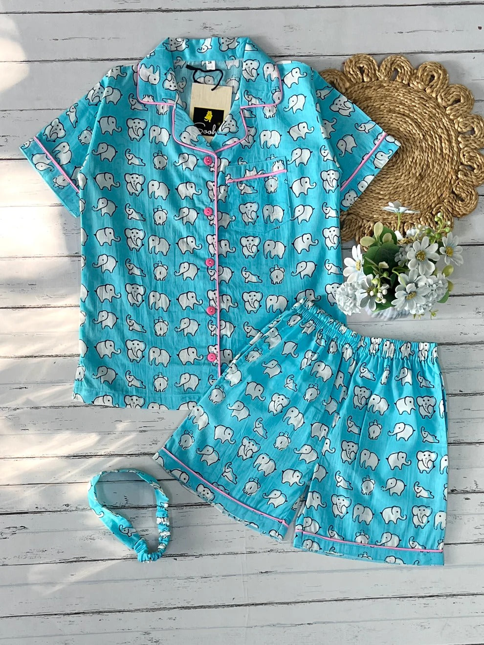 Sky Elephant Shorts Set
