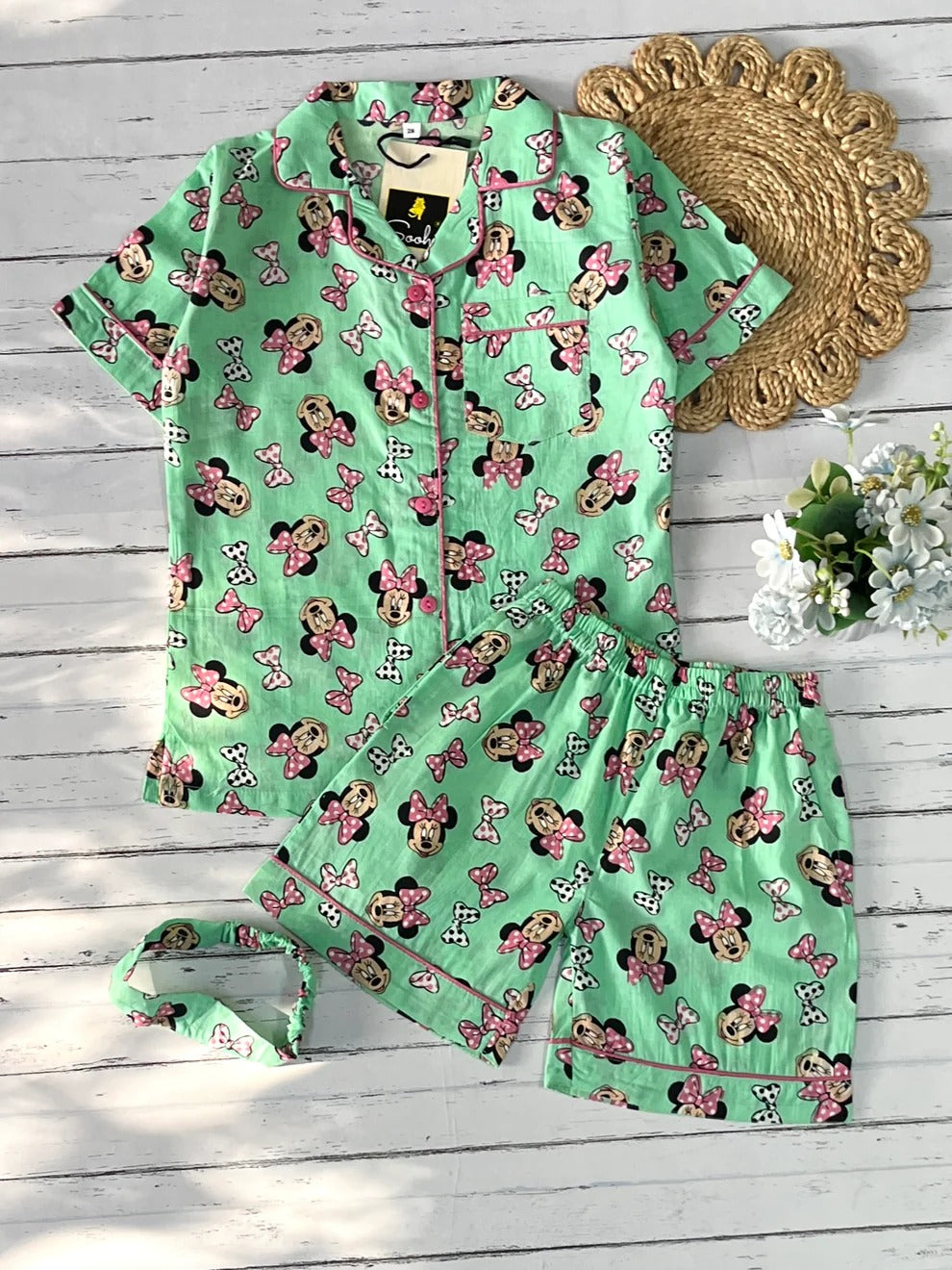 Green Mickey Shorts Set