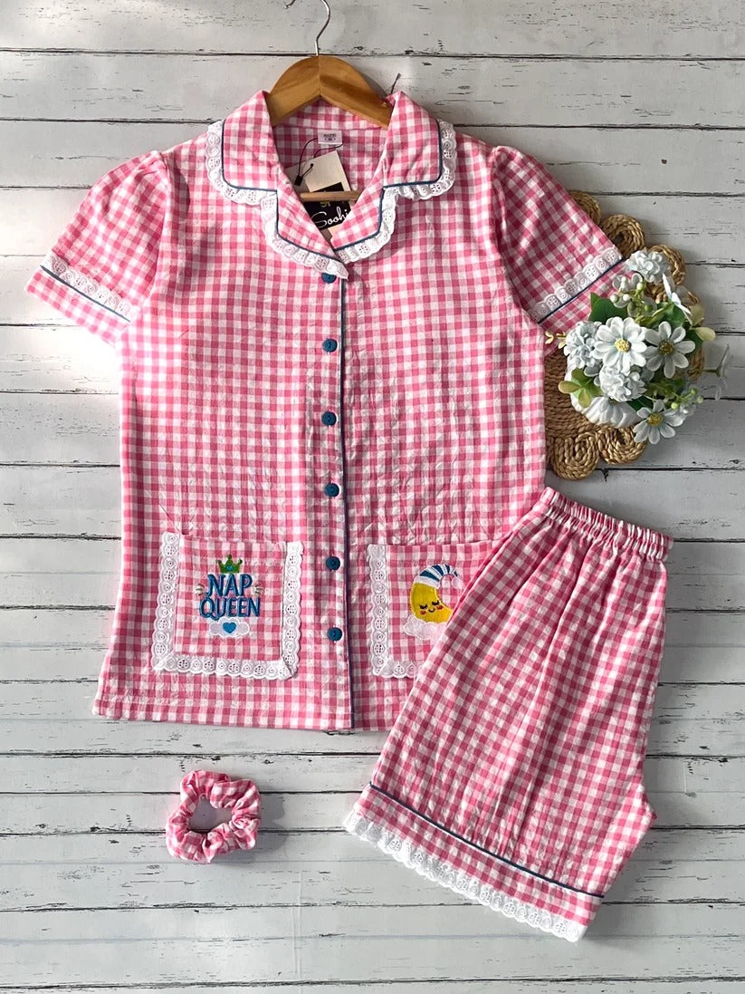 Pink check with shorts